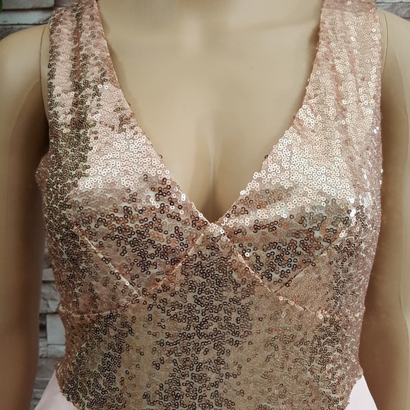 Heart Broken Pink Gold Sequin Multi Layer Skater - Picture 7 of 8